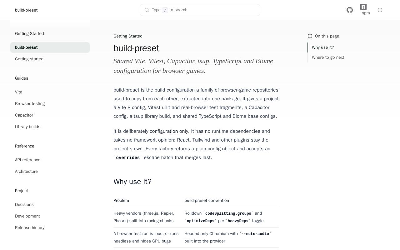 Preview of Build Preset