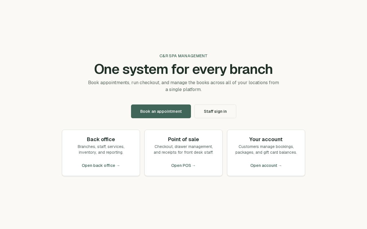 Preview of C And R Spa Management System