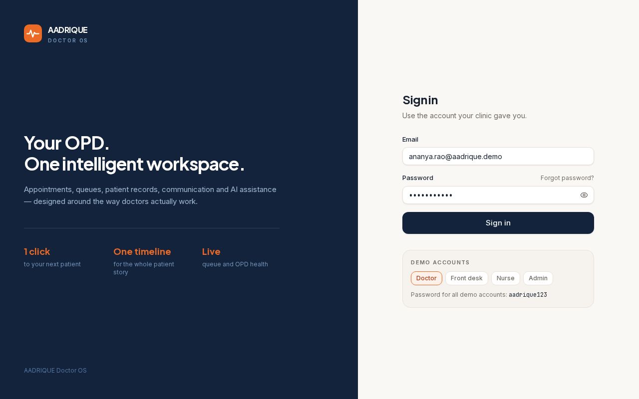 Preview of AADRIQUE Doctor OS
