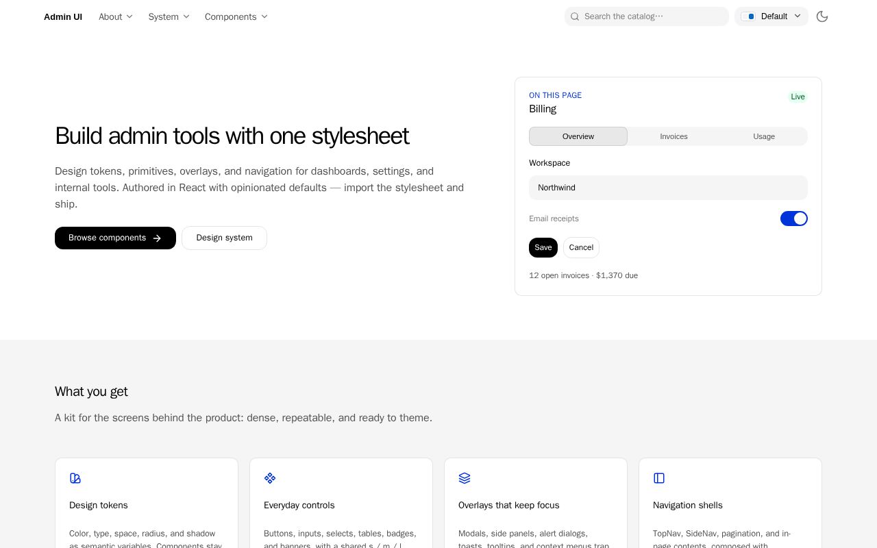 Preview of Admin UI