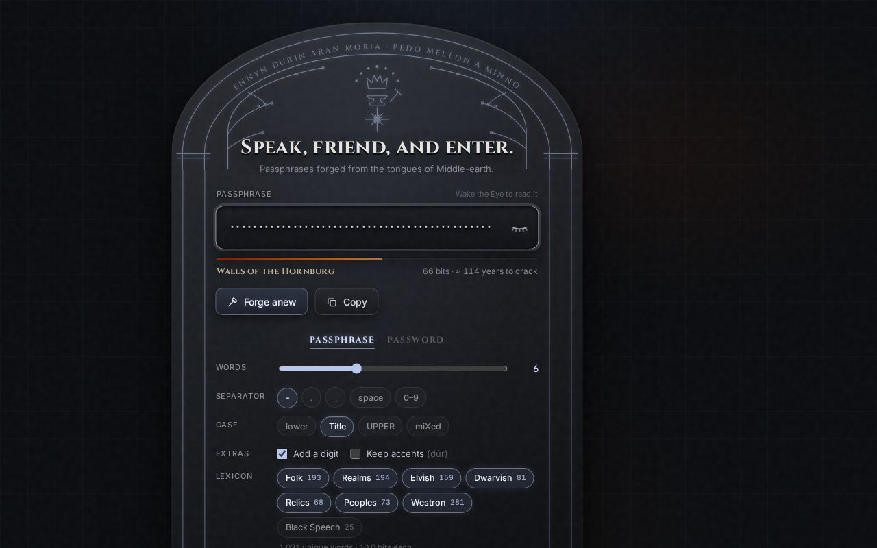 Preview of Sauron Password Reveal