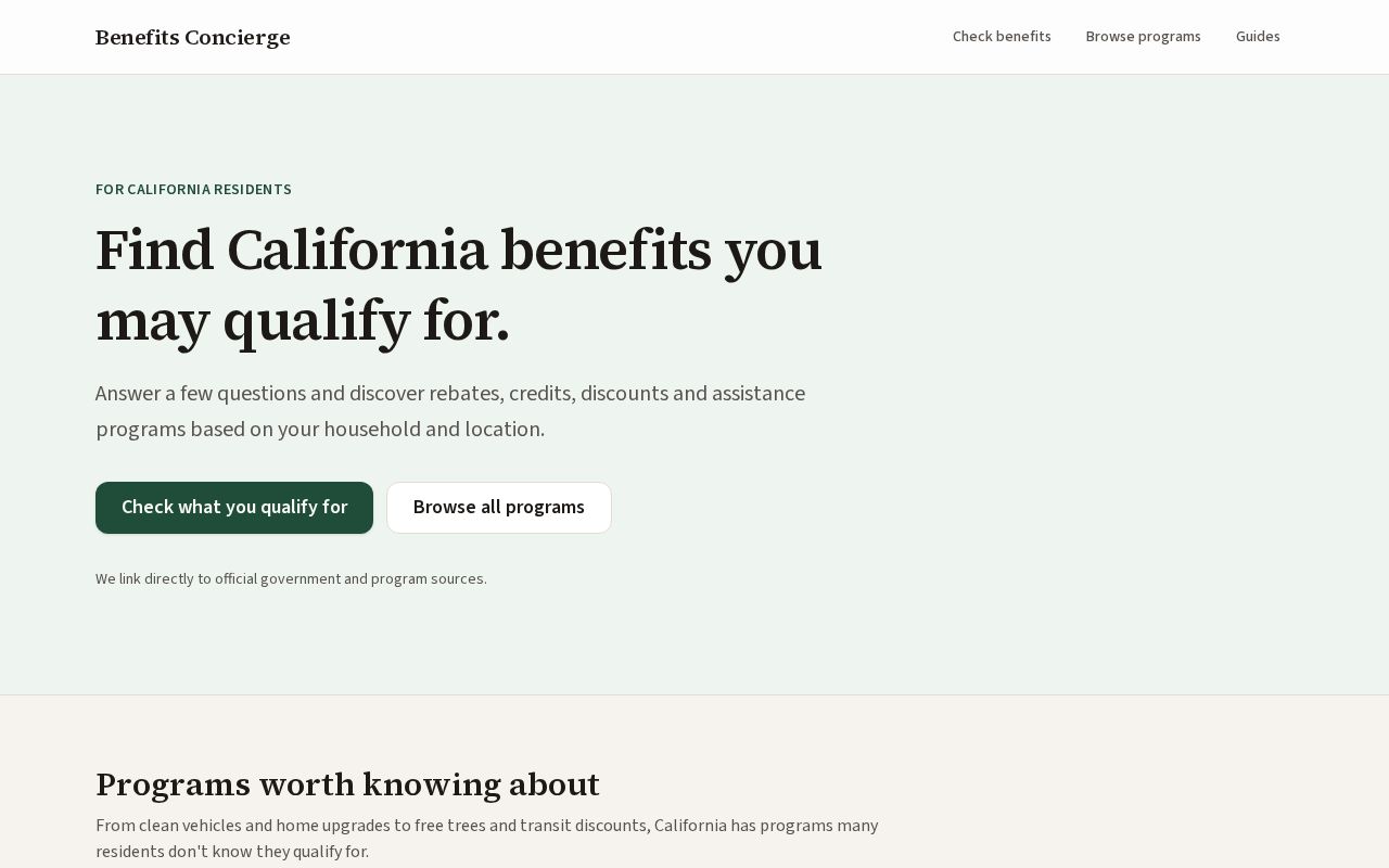 Preview of Cal Benefits Concierge