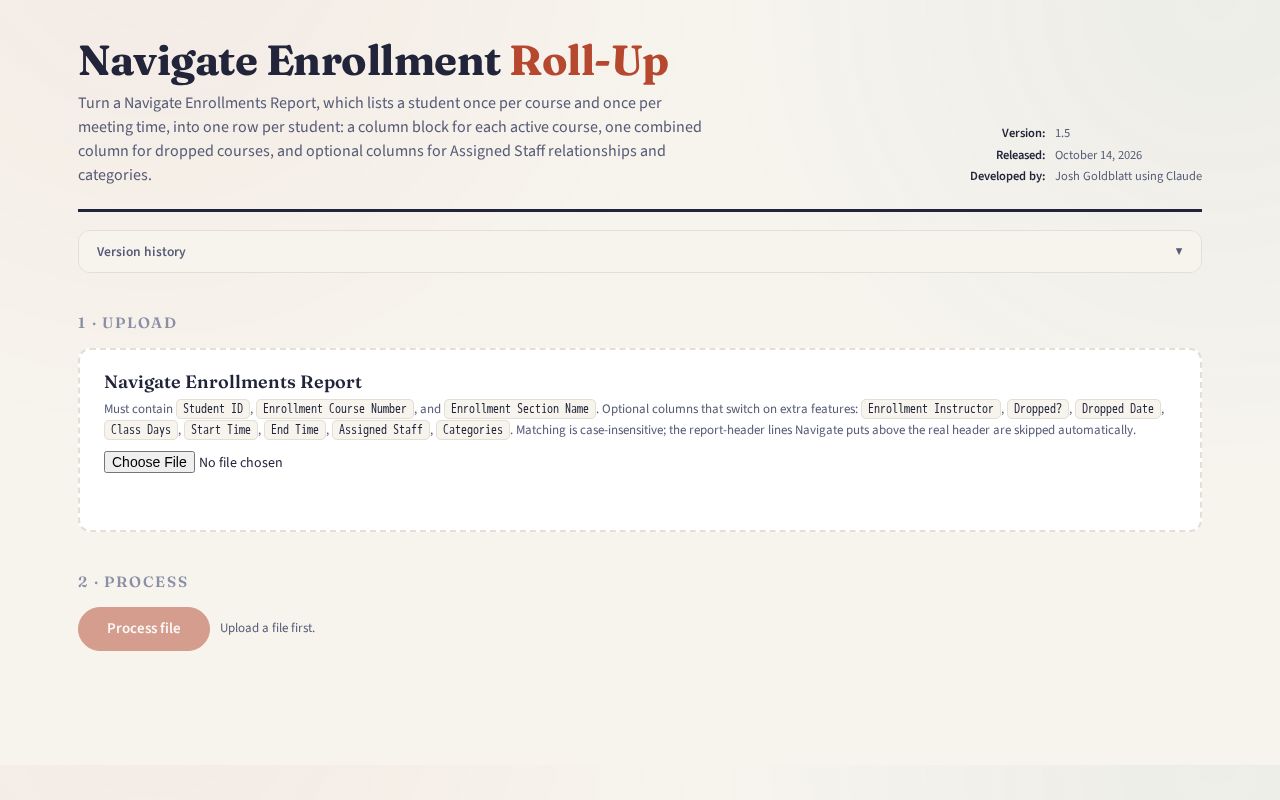 Preview of NavigateEnrollmentRollUp