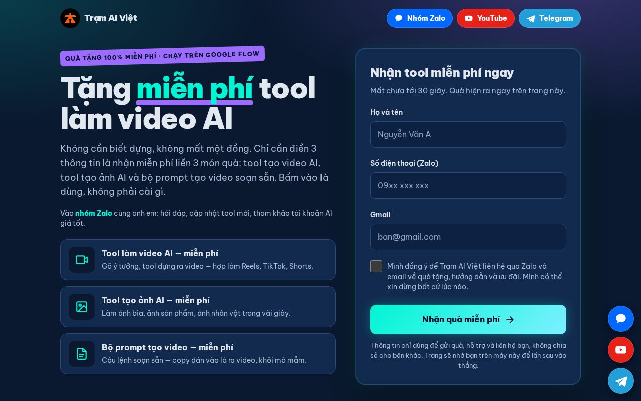 Preview of Tặng Miễn Phí Tool Video AI