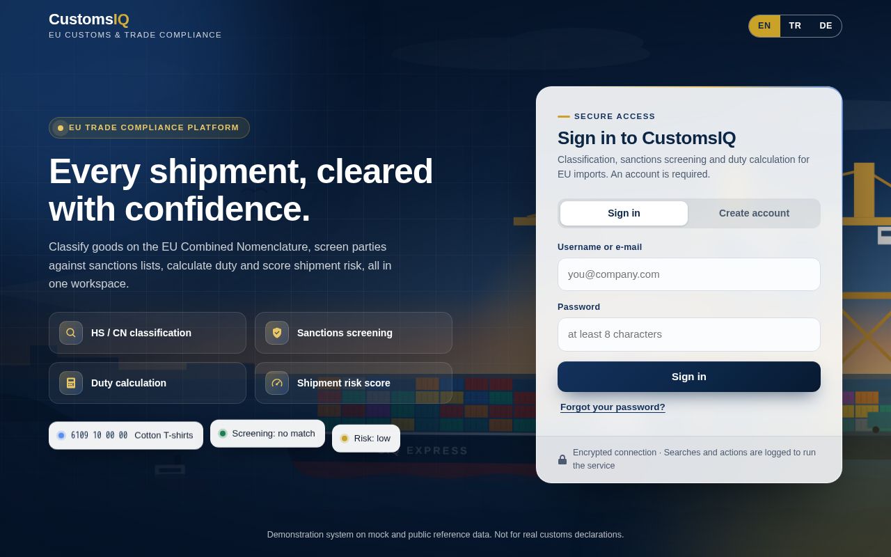 Preview of CustomsIQ