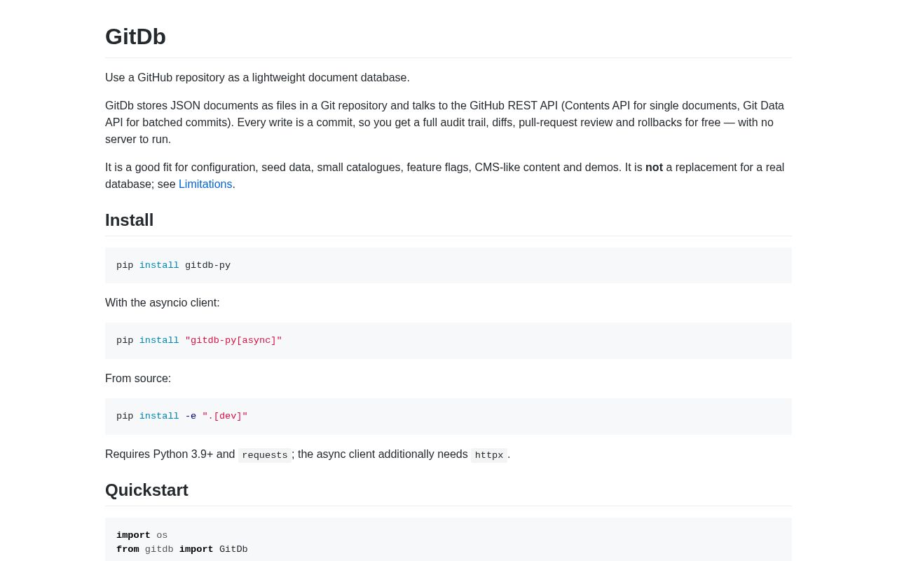 Preview of Use Github as a database
