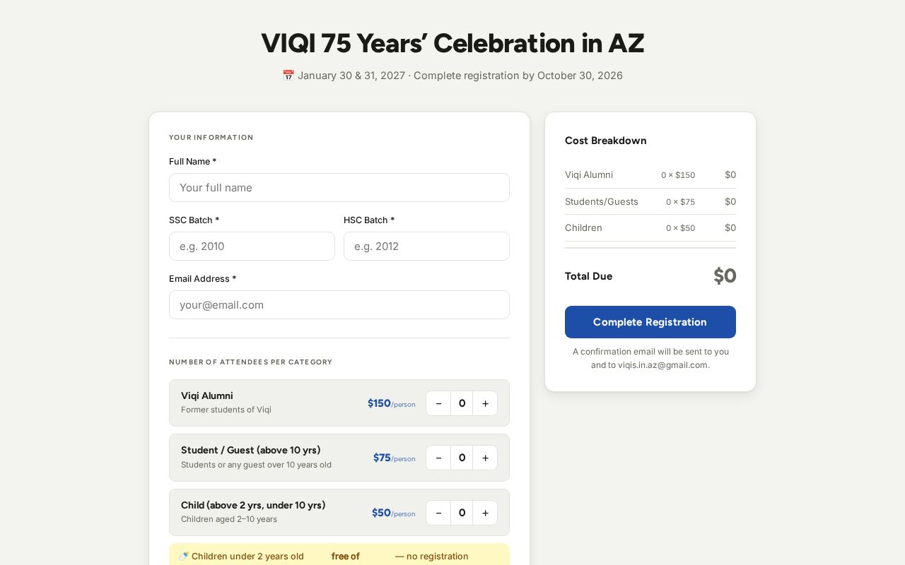 Preview of Event Registration Az Vnsc 75 Years
