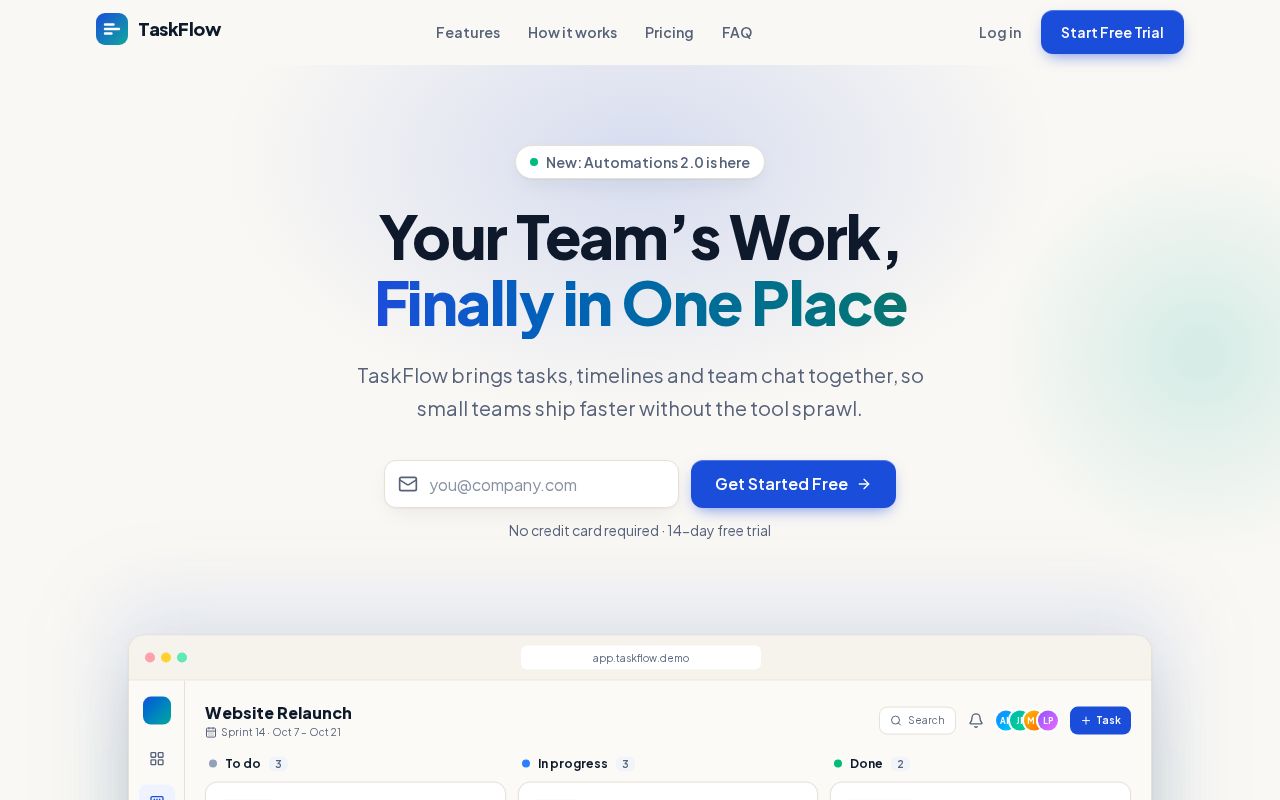 Preview of Taskflow Landing