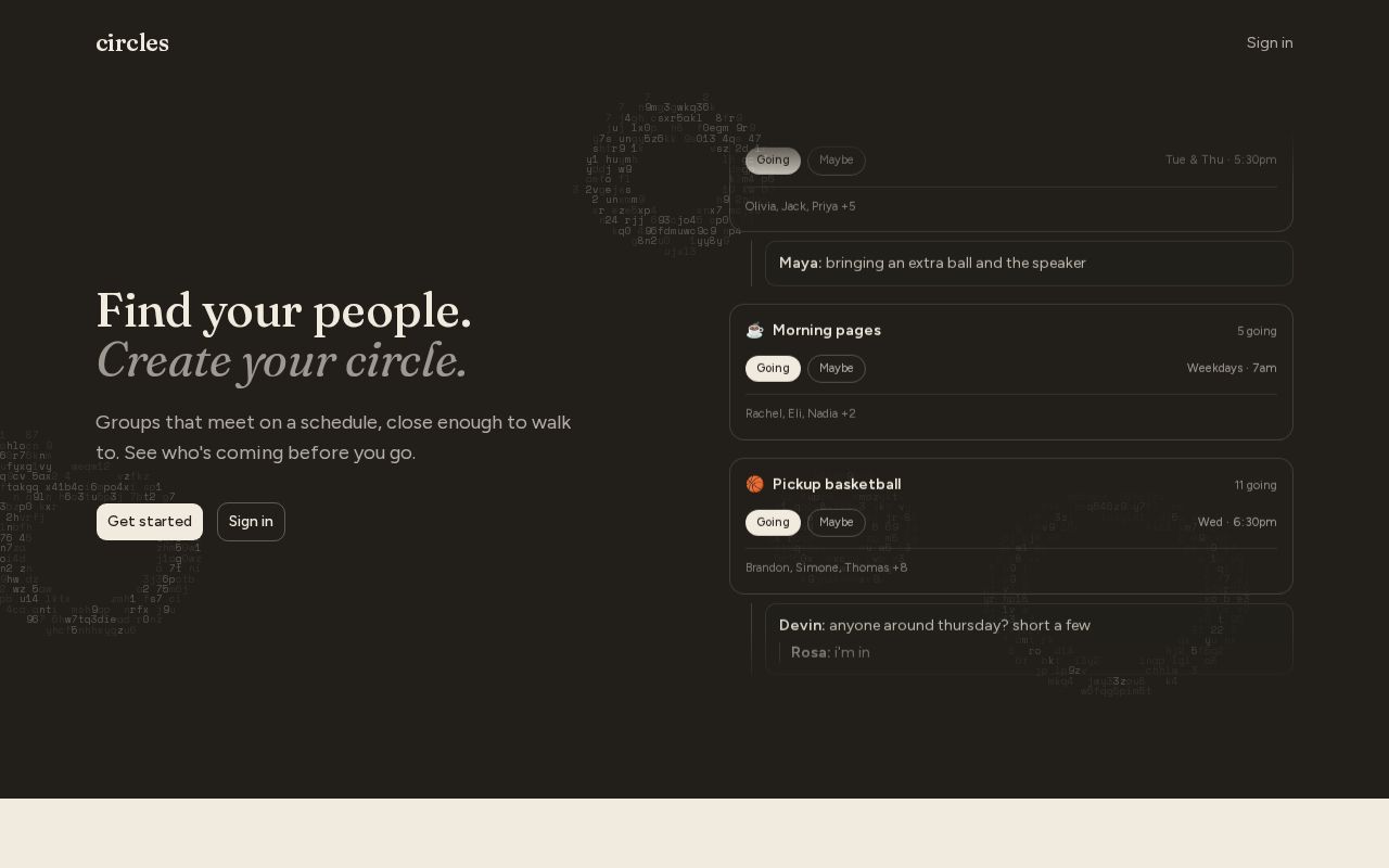 Preview of Local community circles app for events and meetups
