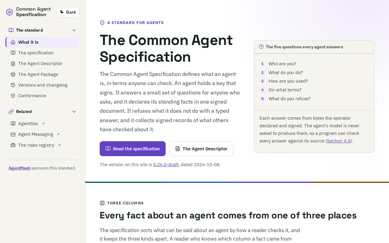 Preview of Common Agent Standards