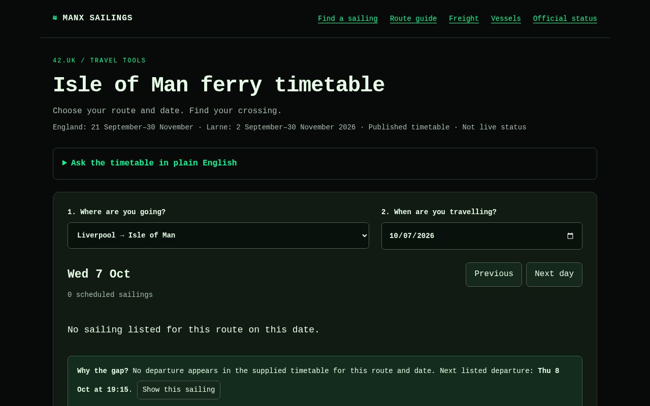 Preview of Isle of Man Ferry Timetable 2026