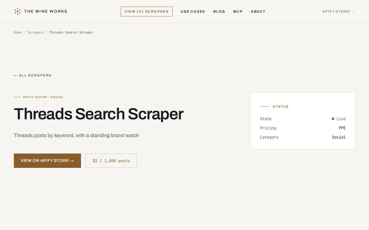 Preview of Threads Search Scraper