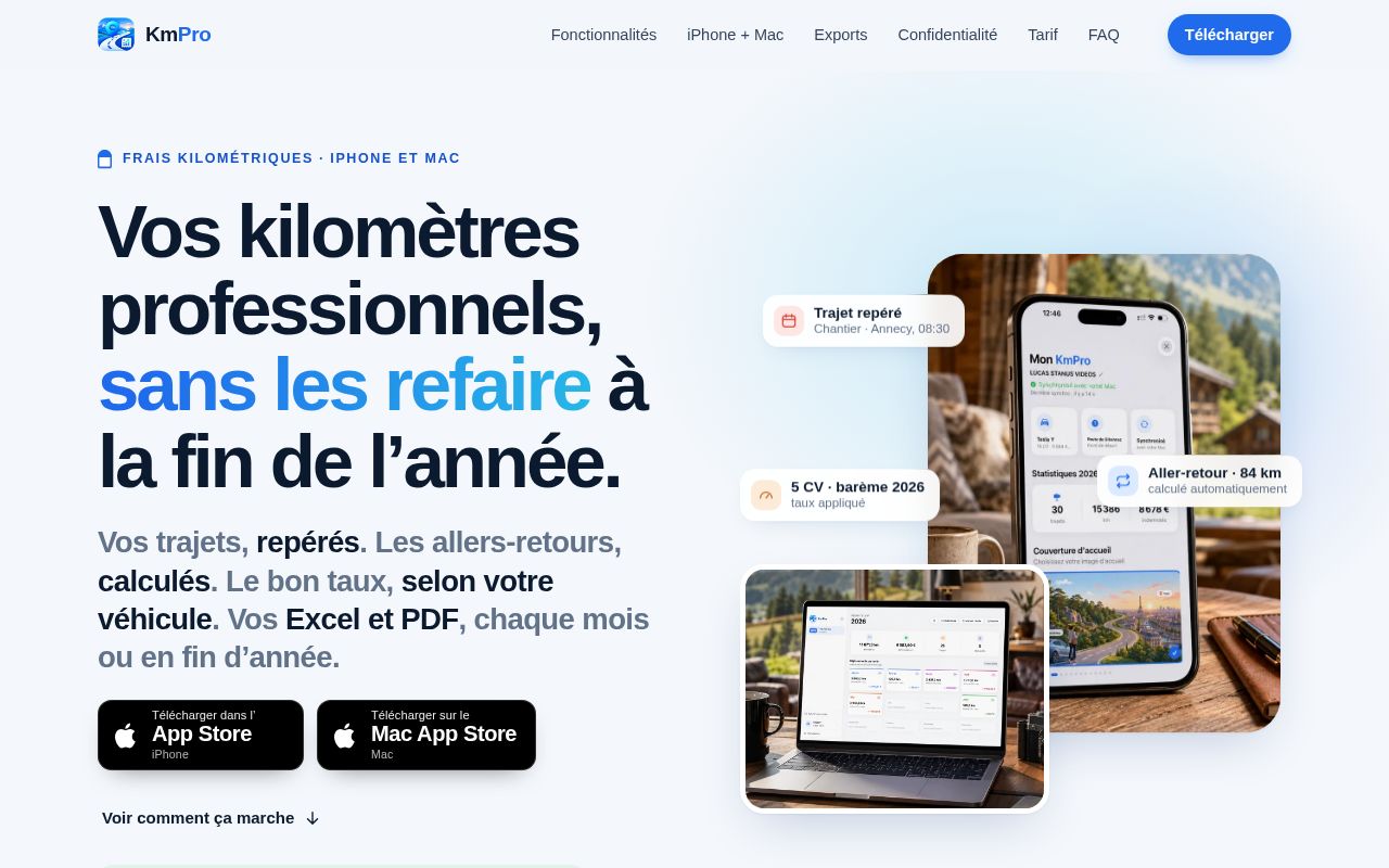 Preview of KmPro — site vitrine (version de test)