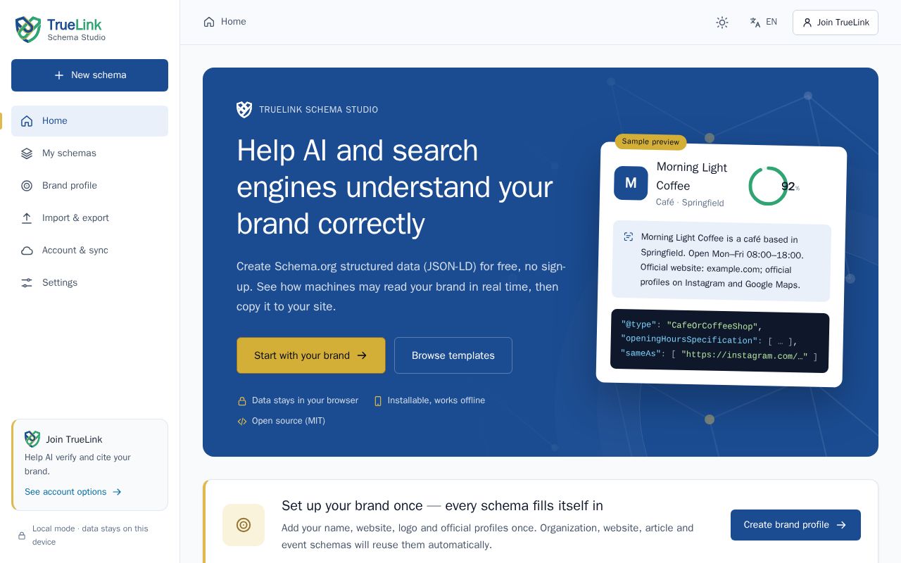 Preview of Truelink Schema Web Tools