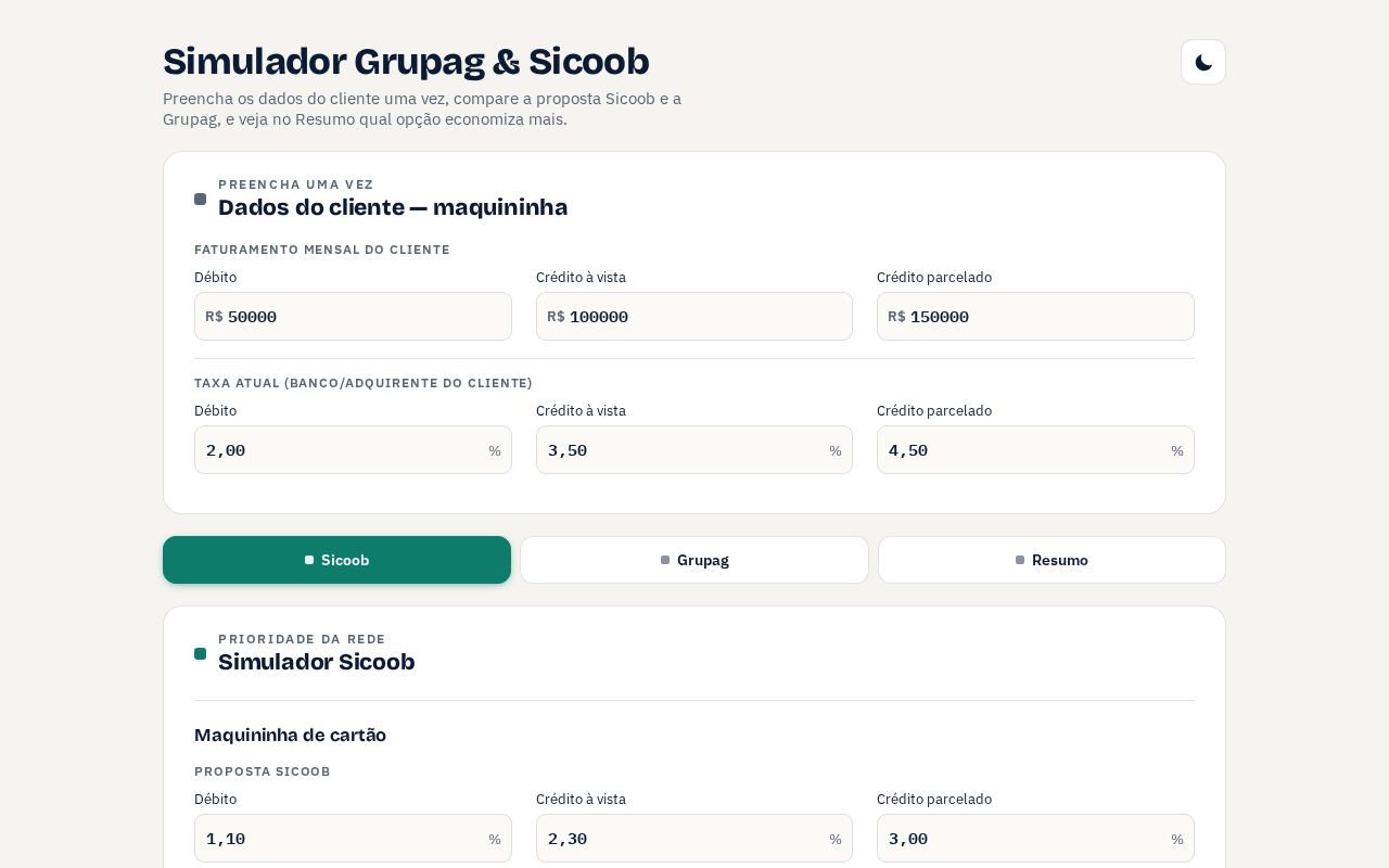Preview of Simulador Grupag Sicoob