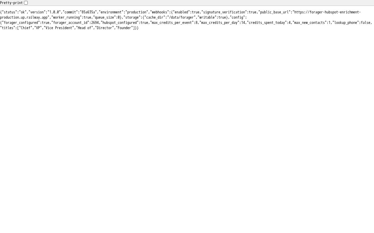 Preview of Forager Hubspot Enrichment