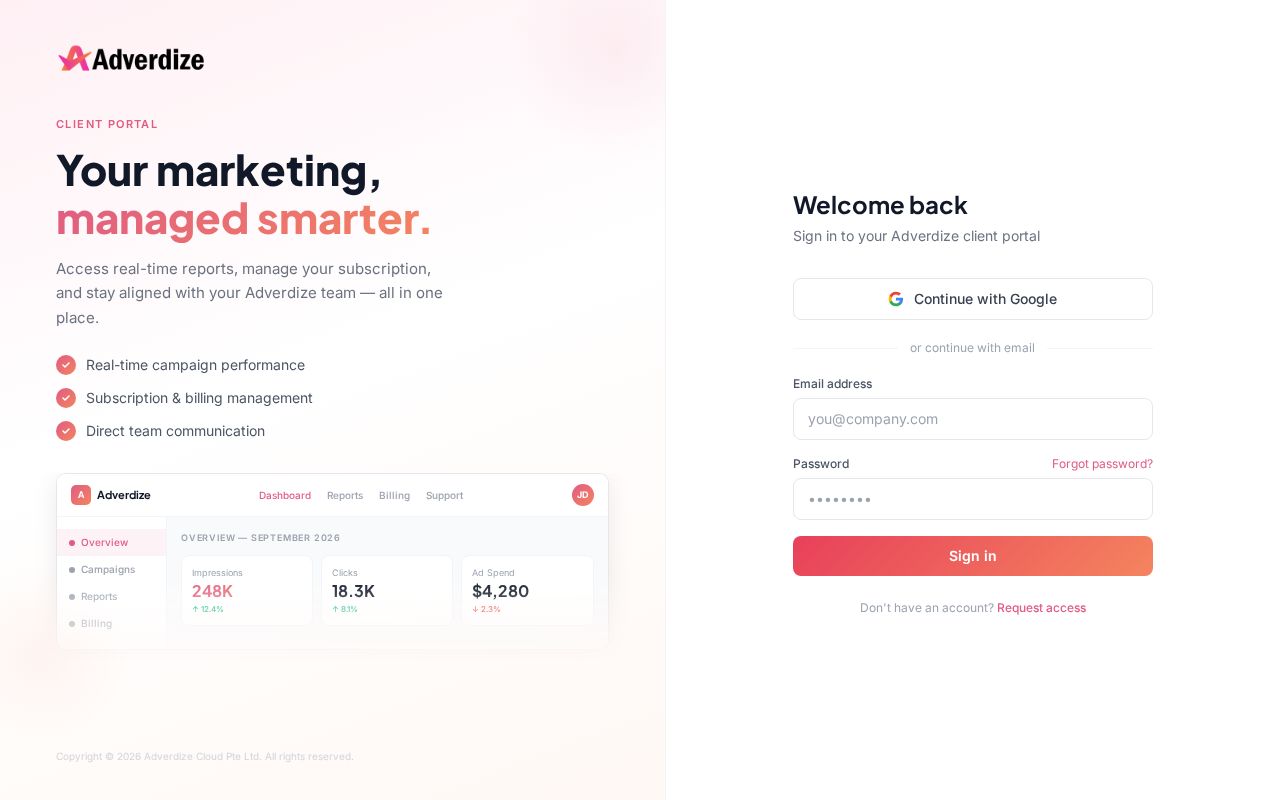 Preview of Adverdize Portal