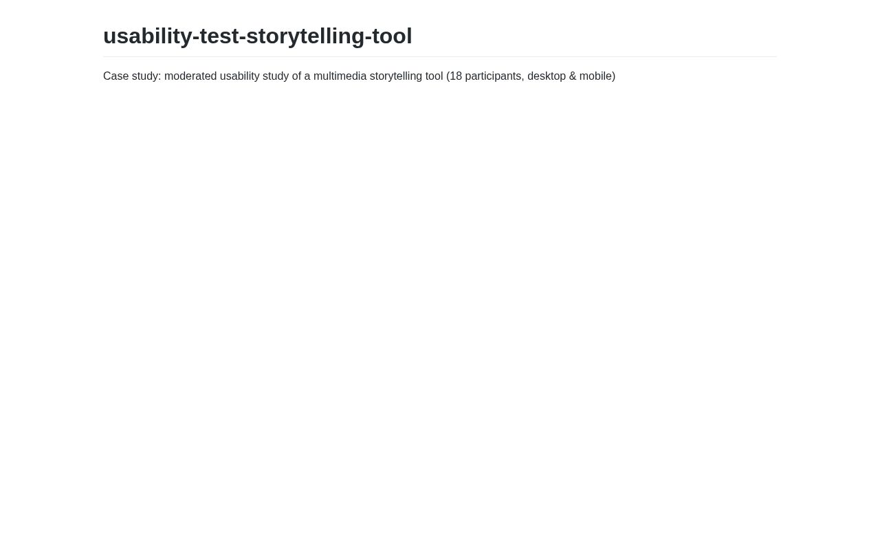 Preview of Usability Test Storytelling Tool