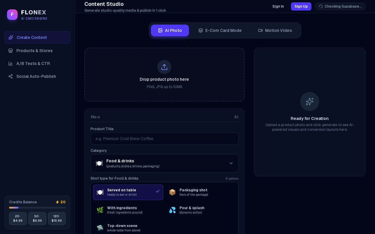 Preview of ai for creating a studio photo for business