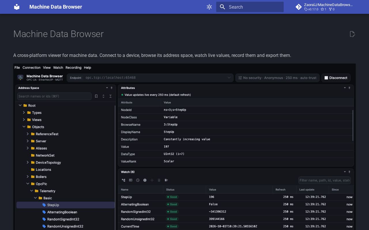 Preview of Machine Data Browser
