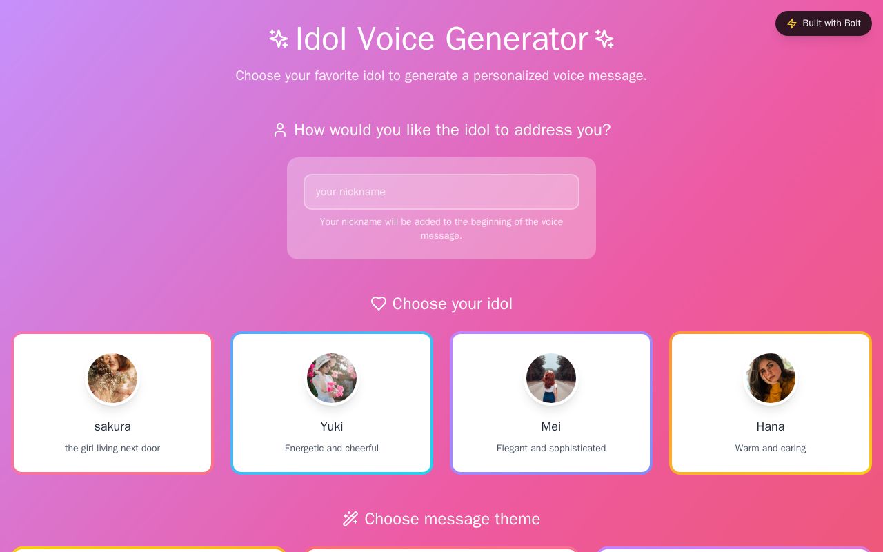 Preview of Idol Voice Generator