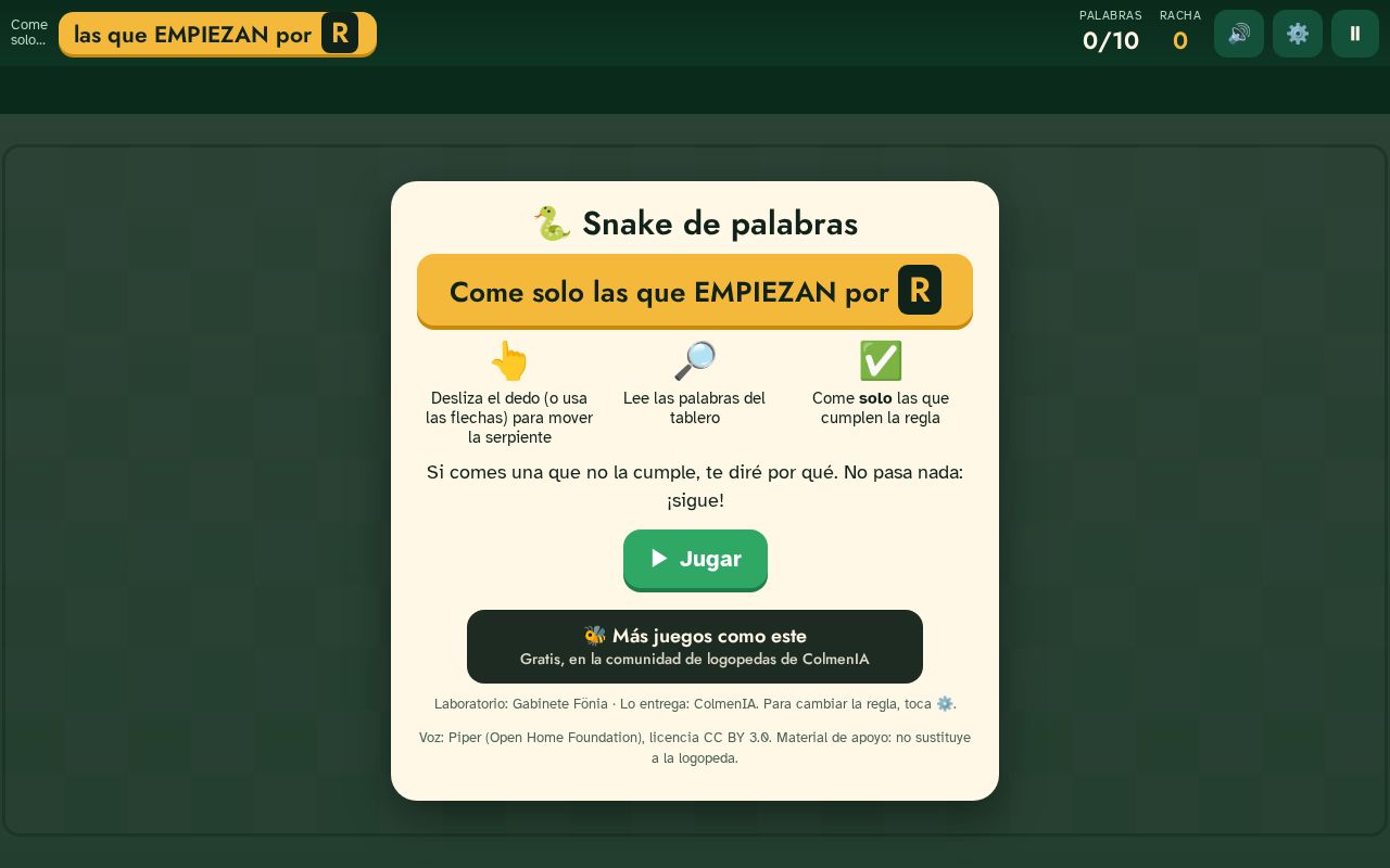 Preview of Snake De Palabras