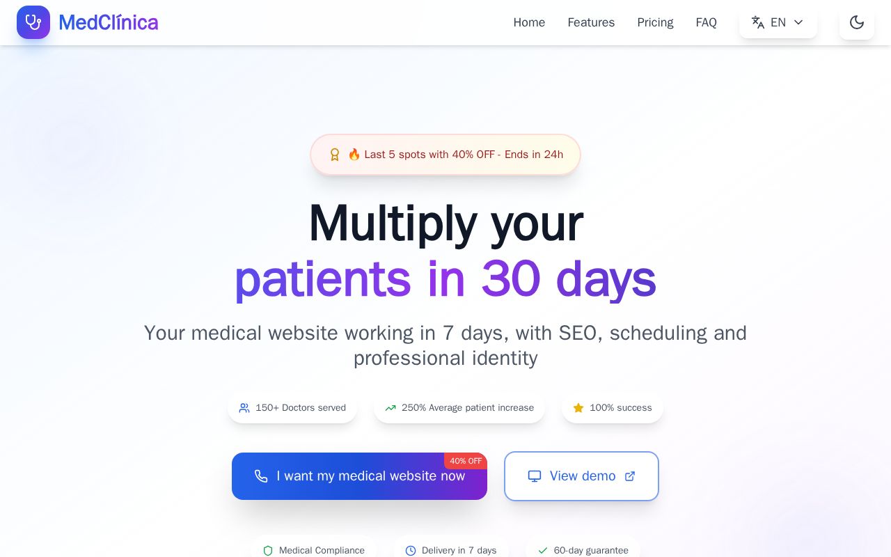 Preview of MedClínica – Modern Medical Website MVP (Bilingual)