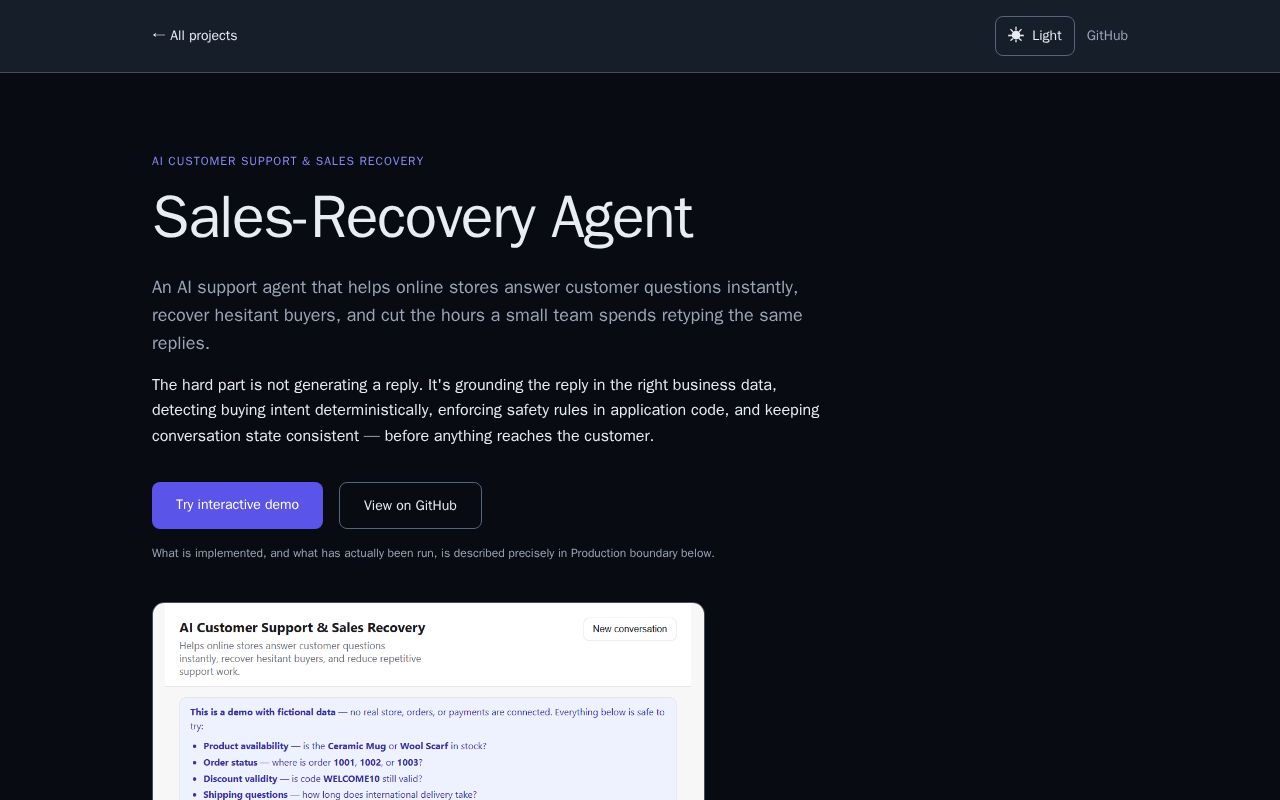 Preview of Sales Recovery Agent