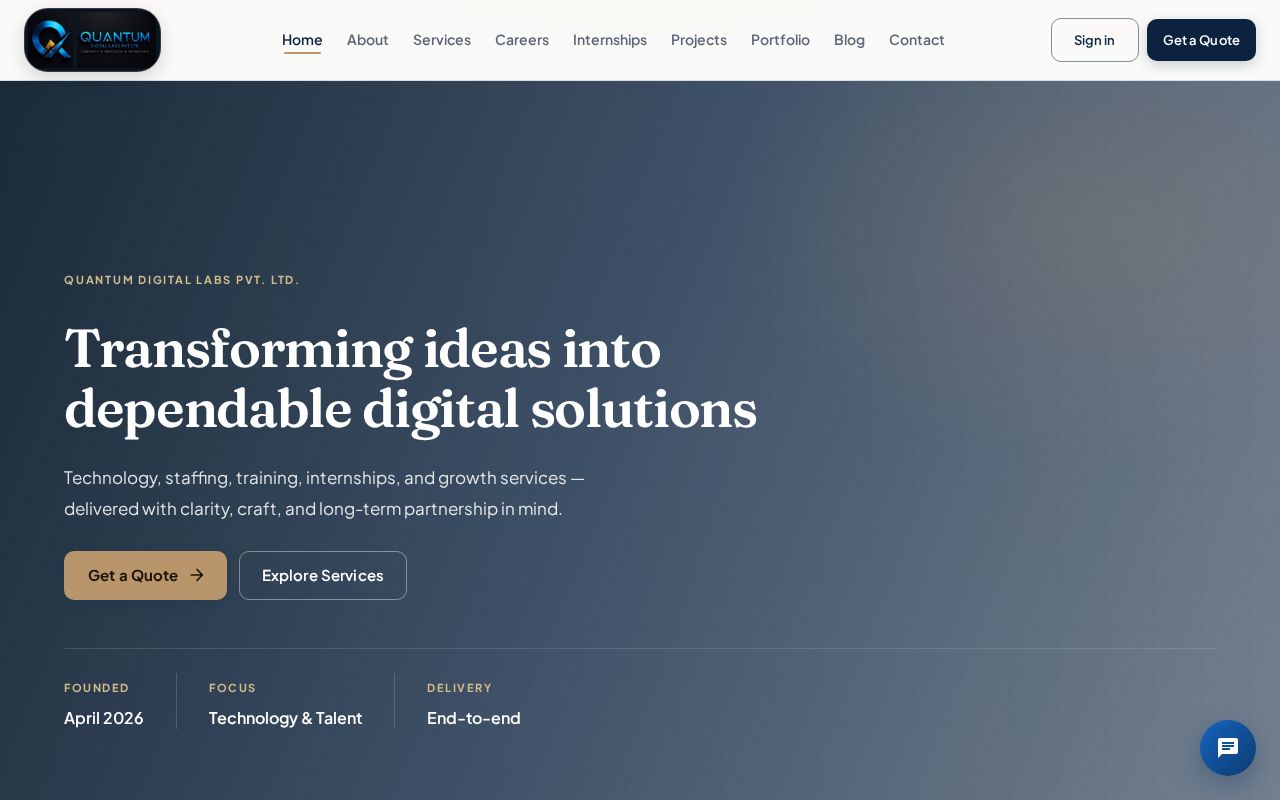 Preview of Quantum Digital Labs website and API