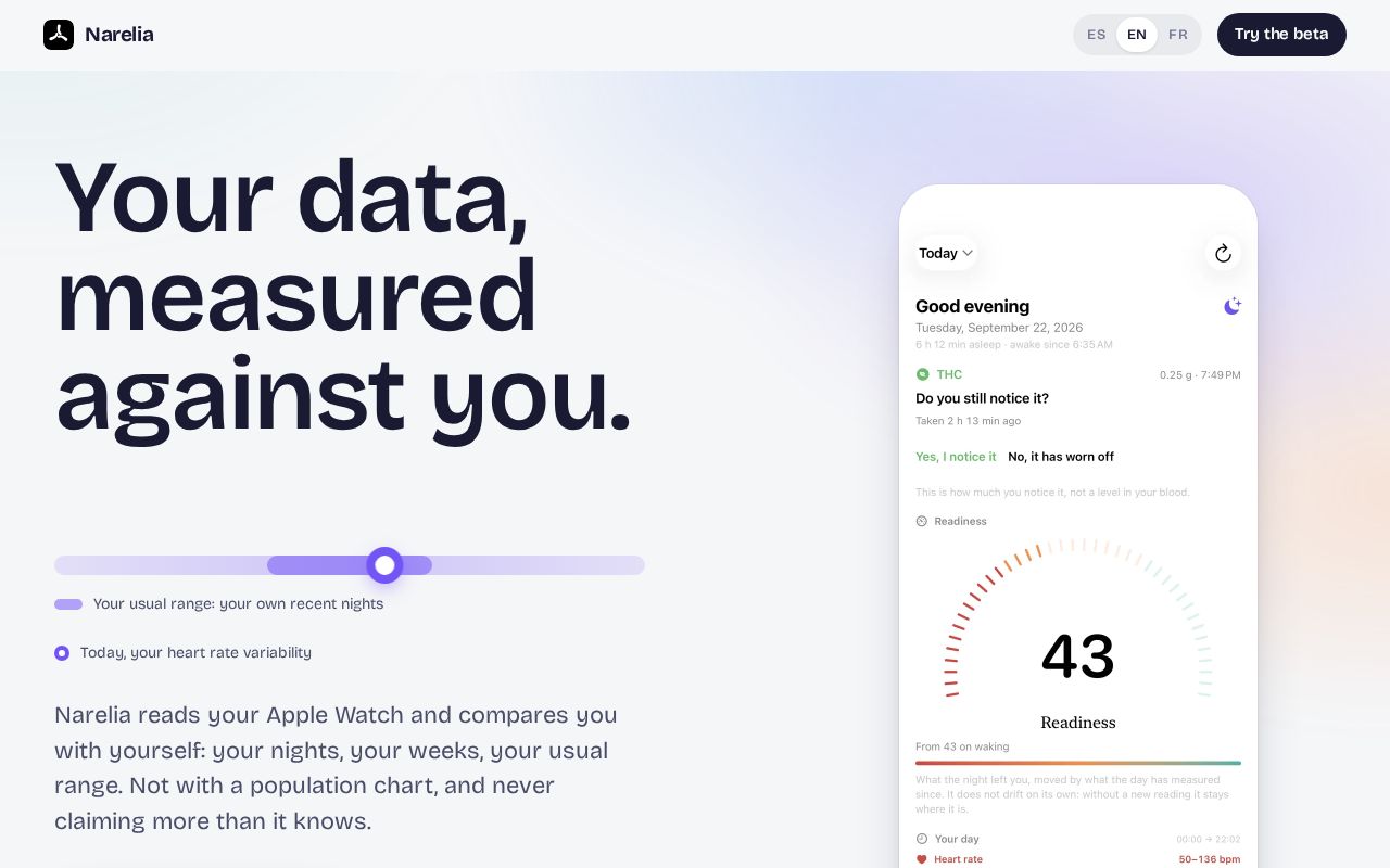 Preview of Narelia: app de salud para Apple Watch que te compara contigo