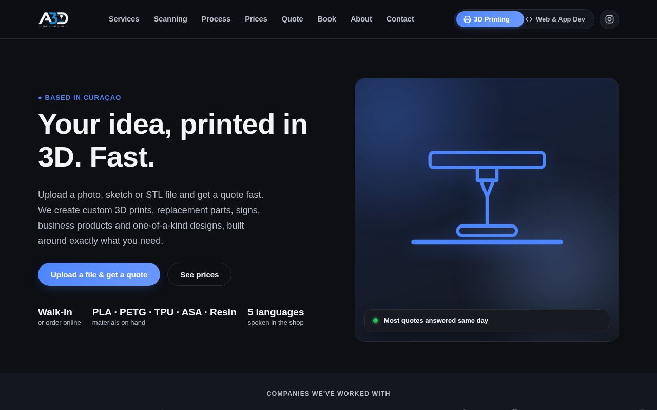 Preview of a3d printing website