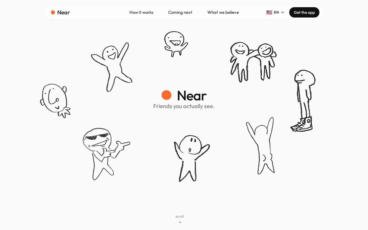 Preview of Landing page website for the social network app: Near.