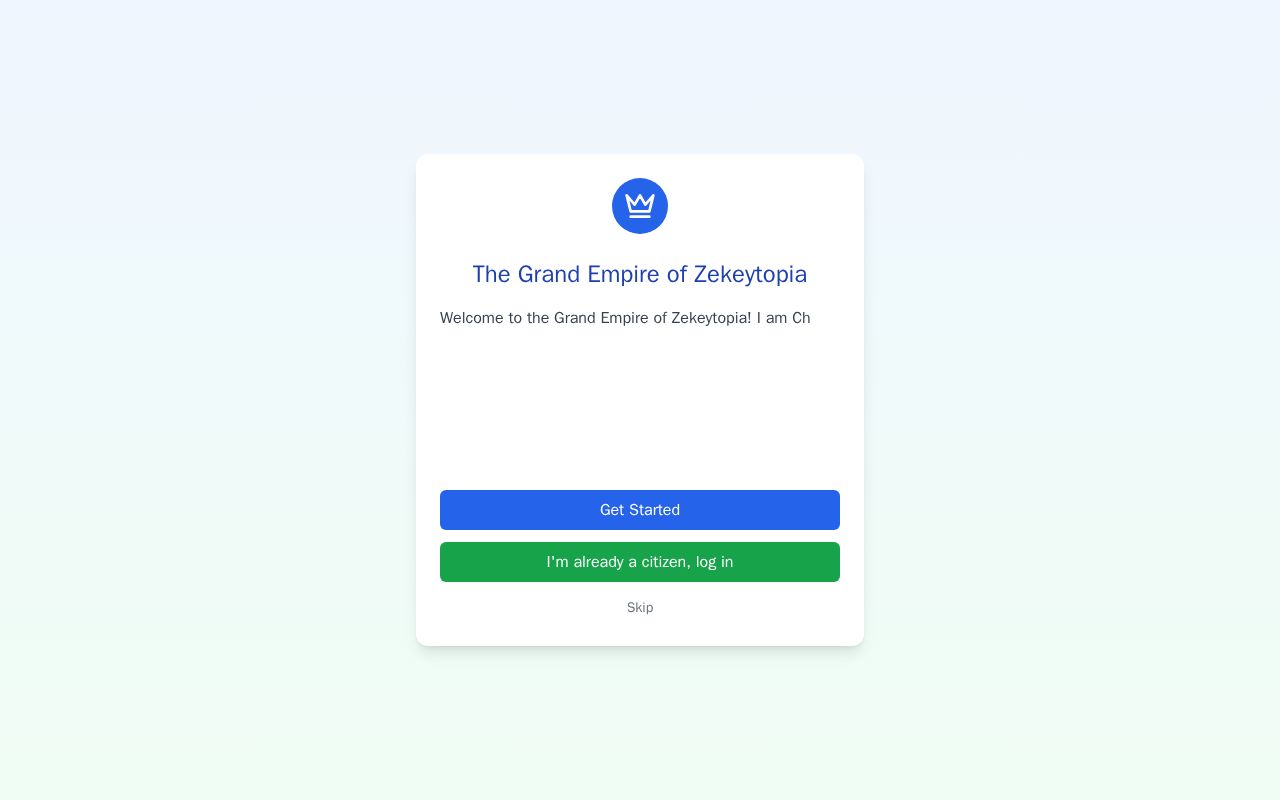Preview of The Official Webapp of the Grand Empire of Zekeytopia