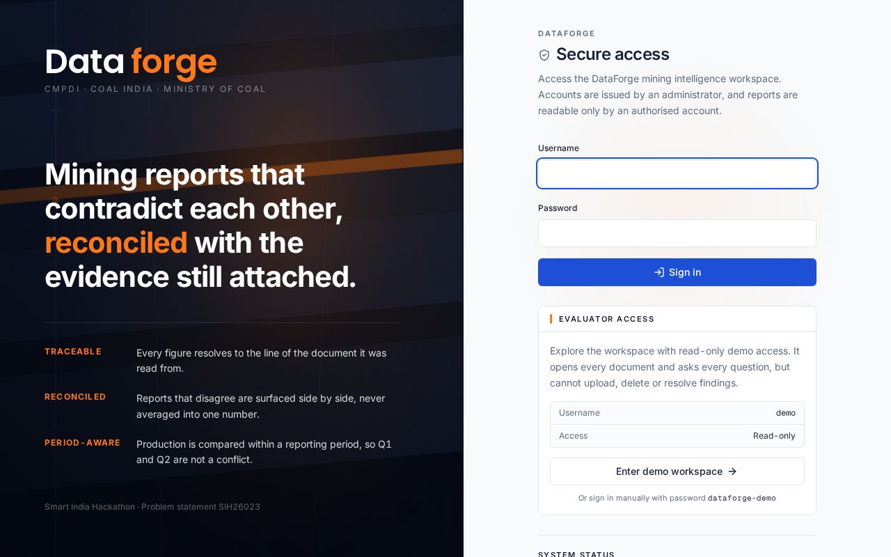 Preview of Mining Report Platform