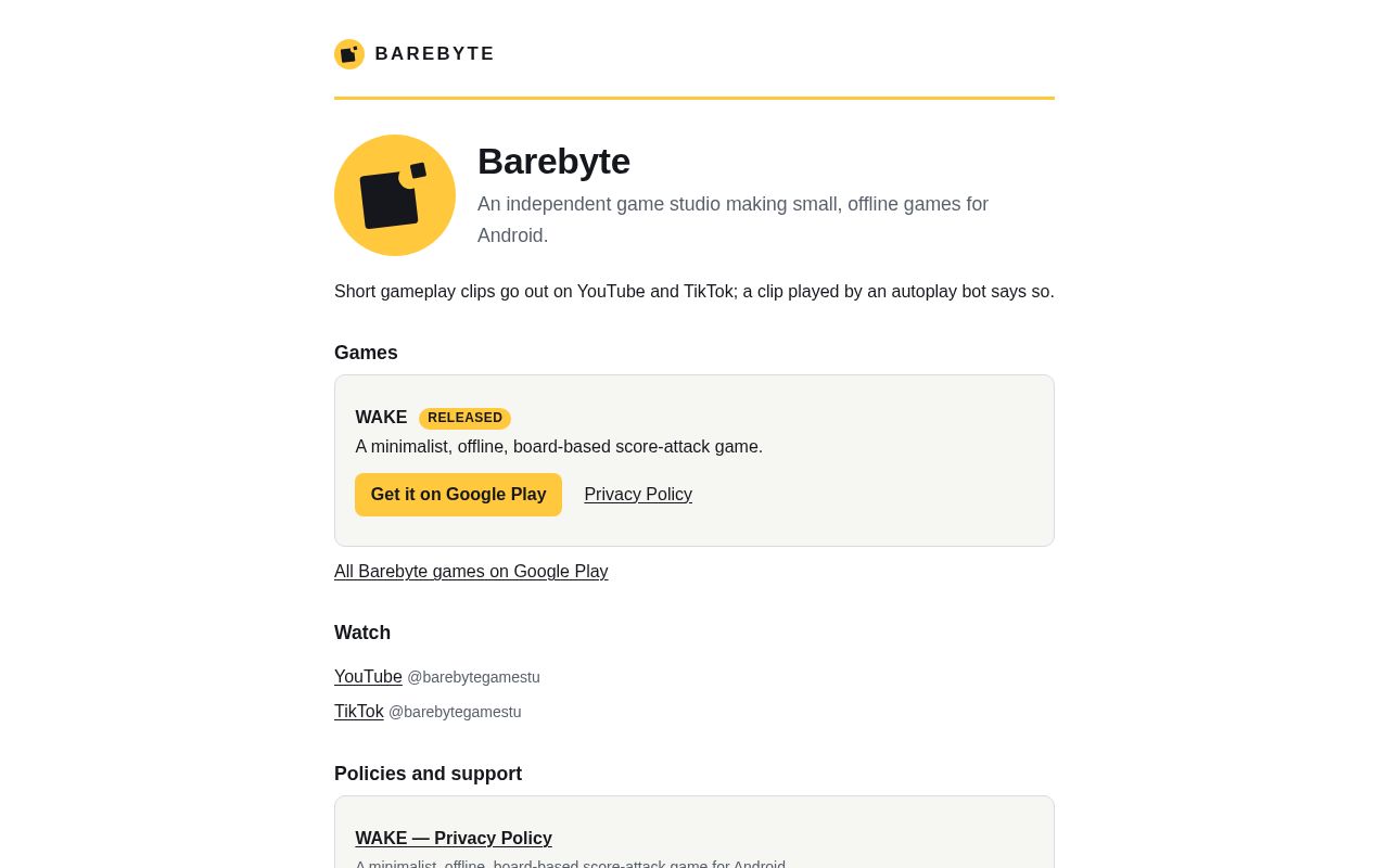 Preview of Barebytegames Github Io