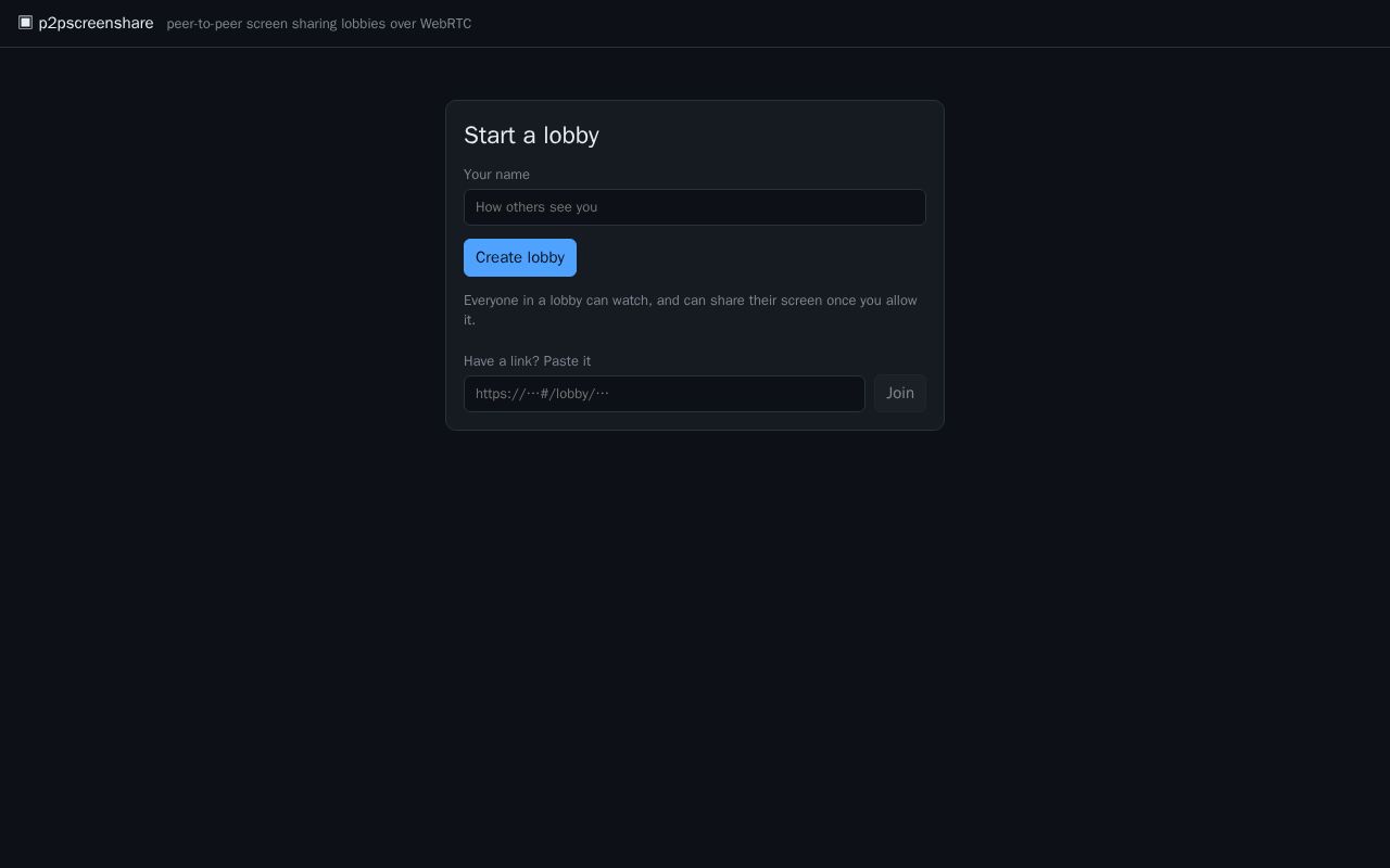 Preview of P2pscreenshare