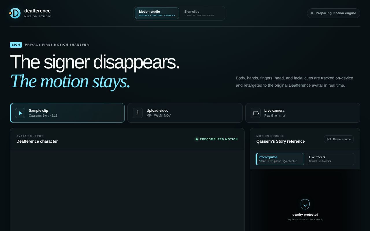 Preview of Deafference Avatar Motion Studio