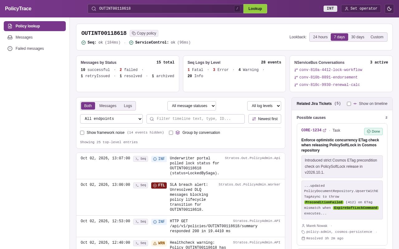Preview of Policy Trace