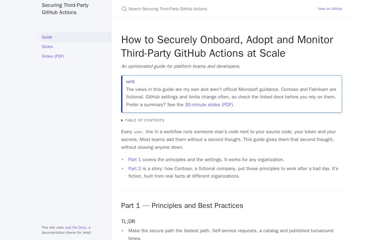 Preview of Securing Third Party Github Actions