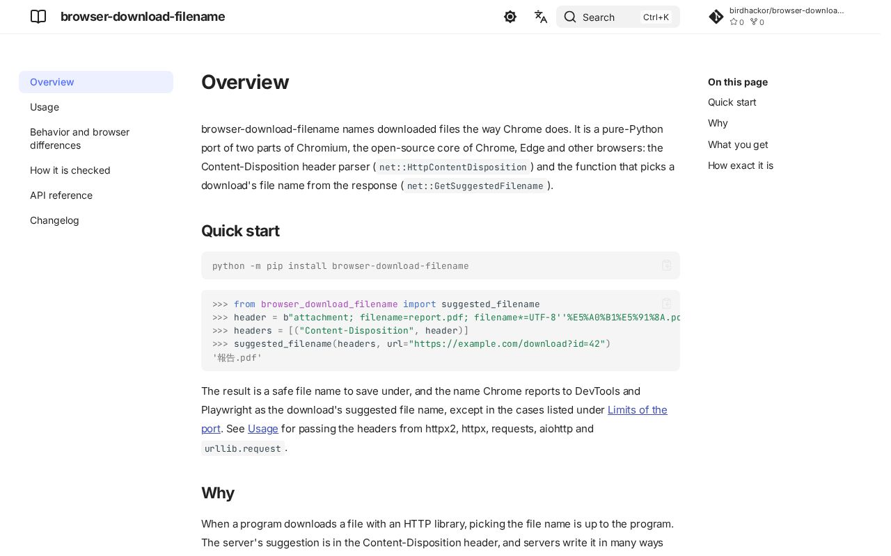 Preview of Browser Download Filename