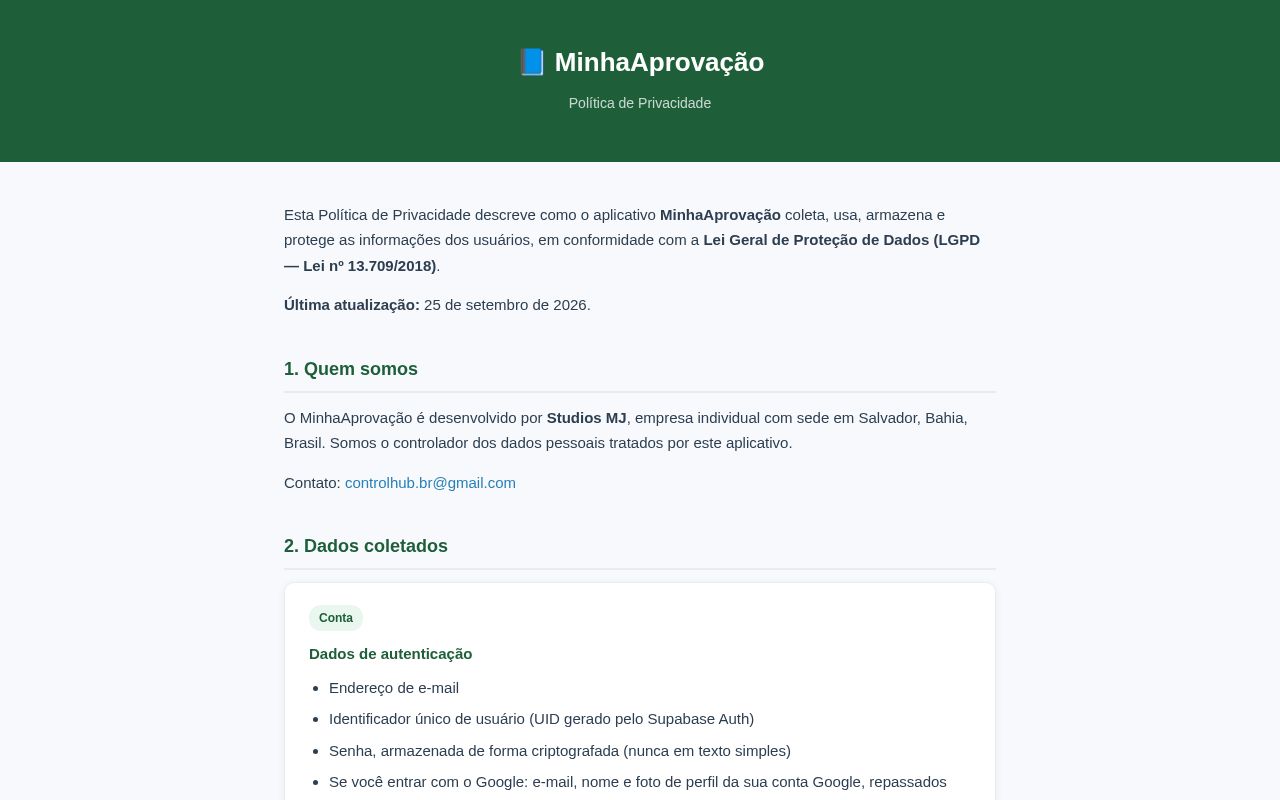 Preview of Minhaaprovacao Privacy