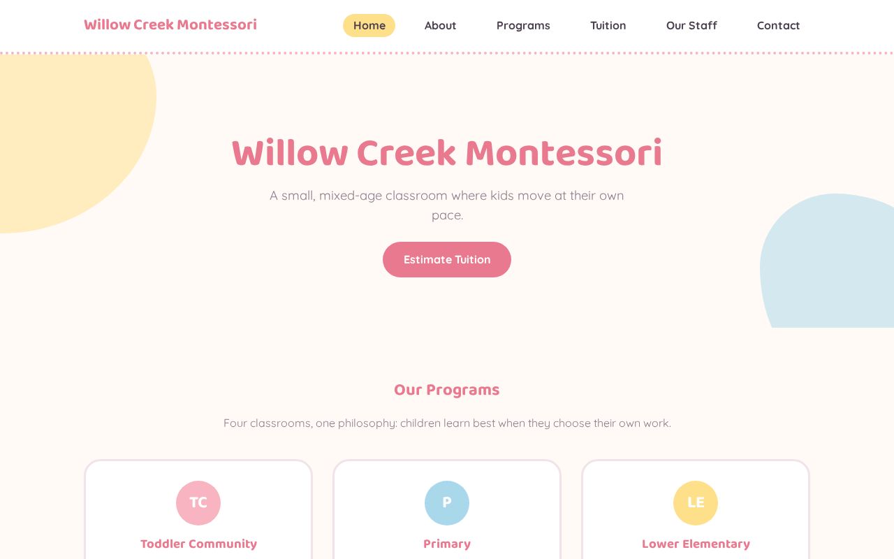 Preview of Willow Creek Montessori Example