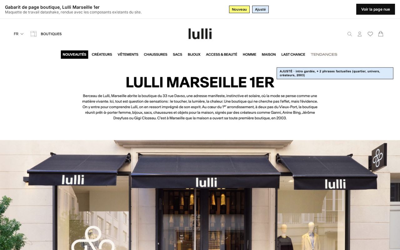 Preview of Template Page Boutique Lulli