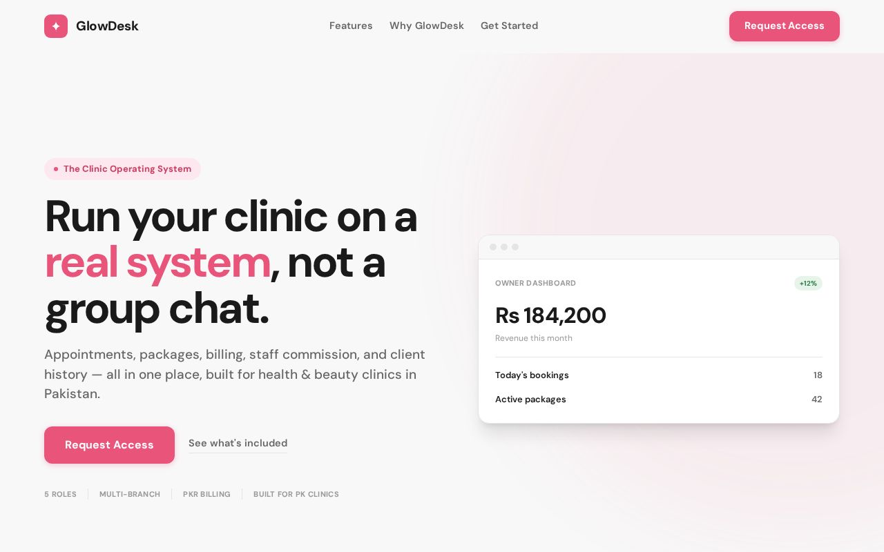 Preview of Glowdesk App Portfolio