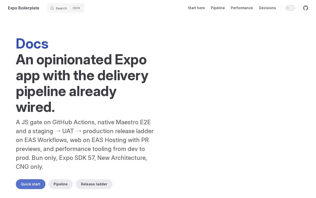 Preview of Expo Boilerplate