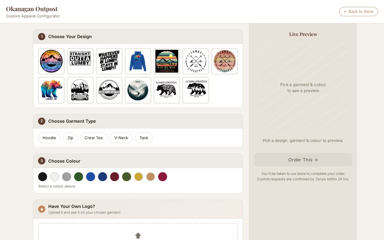 Preview of Okanagan Outpost Configurator