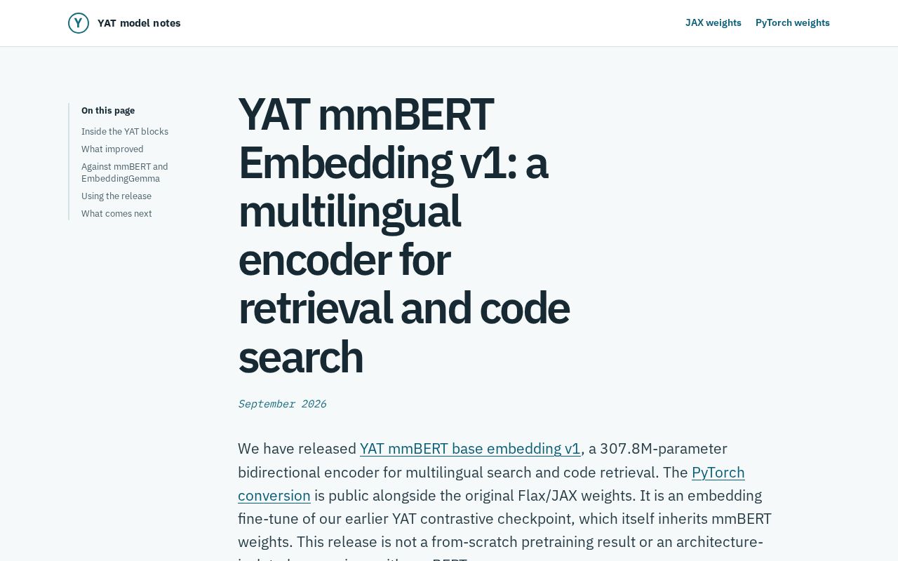Preview of YAT mmBERT Embedding v1