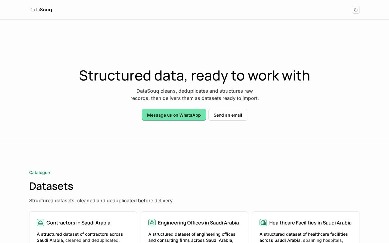 Preview of DataSouq — structured data, ready to work with