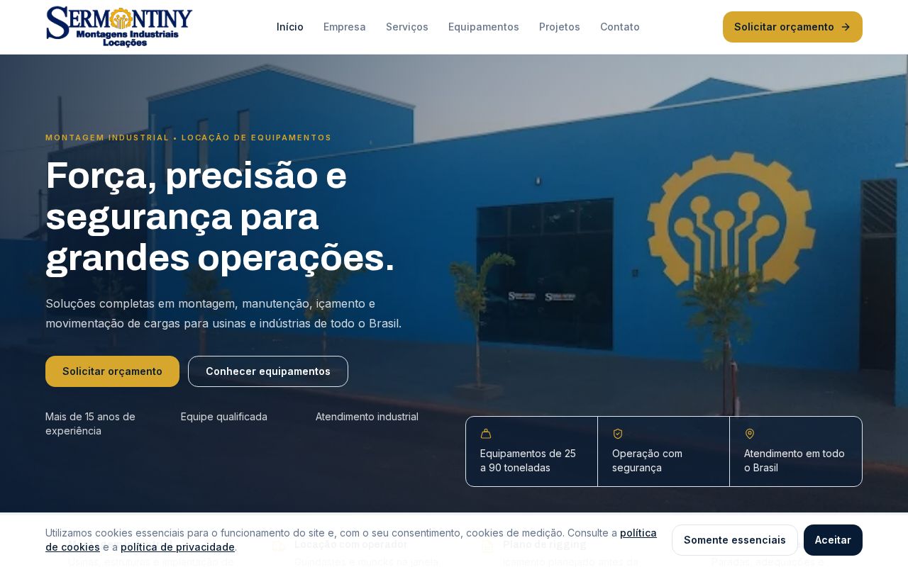 Preview of Site institucional e painel da Sermontiny Montagens Industriais e Locacoes