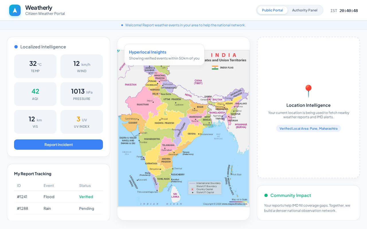 Preview of Weatherly BigData Weather Platform
